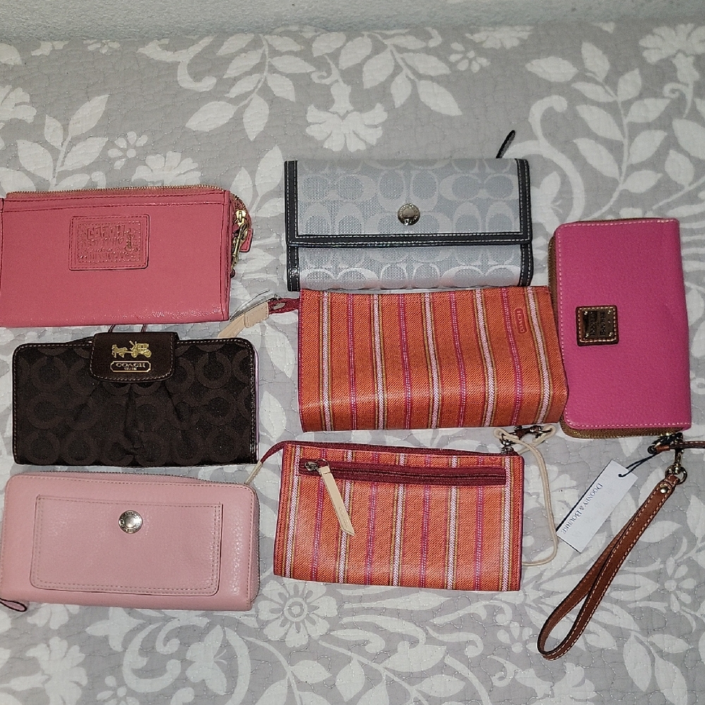 Coach Wallet Collection in Pink, Orange, and Brown